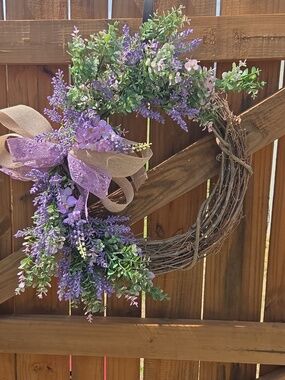 Lavender & Lilac Everyday Wreath with Burlap Bow